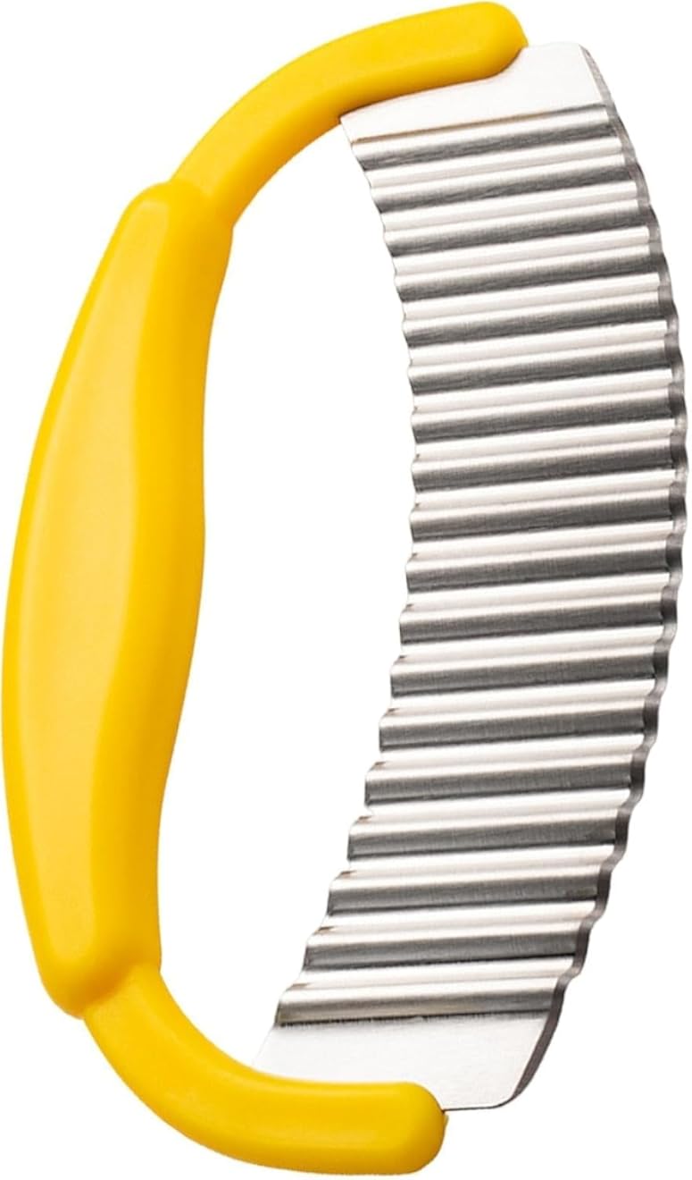 Zigzag Stainless Cutter for Potatoes and Pickles â€“ Manual Wavy Blade Knife for Quick Vegetable Chopping and Food Design at Home or Travel